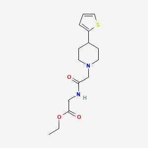 molecular formula C15H22N2O3S B2972114 Ethyl 2-(2-(4-(thiophen-2-yl)piperidin-1-yl)acetamido)acetate CAS No. 1396864-62-2
