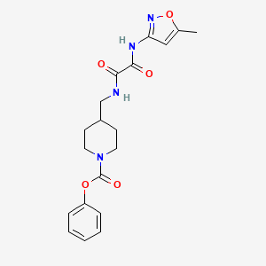 molecular formula C19H22N4O5 B2972123 Phenyl 4-((2-((5-methylisoxazol-3-yl)amino)-2-oxoacetamido)methyl)piperidine-1-carboxylate CAS No. 1235631-59-0