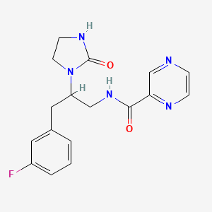 molecular formula C17H18FN5O2 B2972125 N-(3-(3-fluorophenyl)-2-(2-oxoimidazolidin-1-yl)propyl)pyrazine-2-carboxamide CAS No. 1421496-67-4