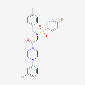 molecular formula C26H27BrClN3O3S B297213 4-bromo-N-{2-[4-(3-chlorophenyl)piperazin-1-yl]-2-oxoethyl}-N-(4-methylbenzyl)benzenesulfonamide 