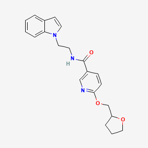 molecular formula C21H23N3O3 B2972137 N-(2-(1H-吲哚-1-基)乙基)-6-((四氢呋喃-2-基)甲氧基)烟酰胺 CAS No. 2034237-83-5