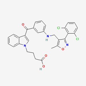 molecular formula C30H25Cl2N3O4 B2972142 4-(3-(3-(((3-(2,6-dichlorophenyl)-5-methylisoxazol-4-yl)methyl)amino)benzoyl)-1H-indol-1-yl)butanoicacid CAS No. 2446154-84-1