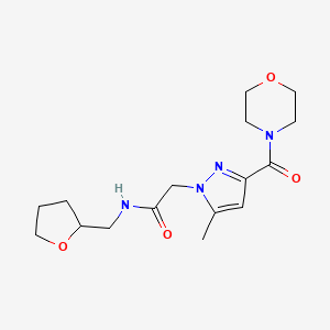 molecular formula C16H24N4O4 B2972144 2-(5-甲基-3-(吗啉-4-羰基)-1H-吡唑-1-基)-N-((四氢呋喃-2-基)甲基)乙酰胺 CAS No. 1171774-42-7