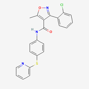 molecular formula C22H16ClN3O2S B2972147 (3-(2-Chlorophenyl)-5-methylisoxazol-4-YL)-N-(4-(2-pyridylthio)phenyl)formamide CAS No. 1024577-86-3