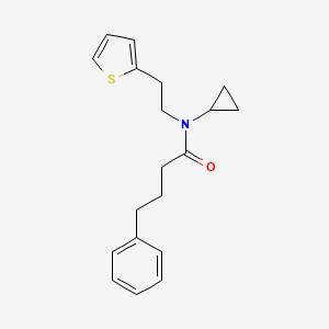 molecular formula C19H23NOS B2972152 N-cyclopropyl-4-phenyl-N-(2-(thiophen-2-yl)ethyl)butanamide CAS No. 1396866-96-8