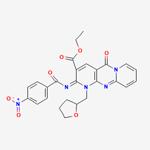 molecular formula C26H23N5O7 B2972154 (Z)-ethyl 2-((4-nitrobenzoyl)imino)-5-oxo-1-((tetrahydrofuran-2-yl)methyl)-2,5-dihydro-1H-dipyrido[1,2-a:2',3'-d]pyrimidine-3-carboxylate CAS No. 534580-54-6