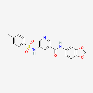 molecular formula C20H17N3O5S B2972157 N-(1,3-benzodioxol-5-yl)-5-[(4-methylphenyl)sulfonylamino]pyridine-3-carboxamide CAS No. 878060-97-0
