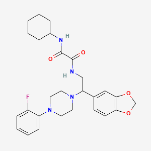 molecular formula C27H33FN4O4 B2972159 N1-(2-(benzo[d][1,3]dioxol-5-yl)-2-(4-(2-fluorophenyl)piperazin-1-yl)ethyl)-N2-cyclohexyloxalamide CAS No. 896363-55-6