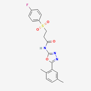N-[5-(2,5-dimethylphenyl)-1,3,4-oxadiazol-2-yl]-3-(4-fluorophenyl)sulfonylpropanamide