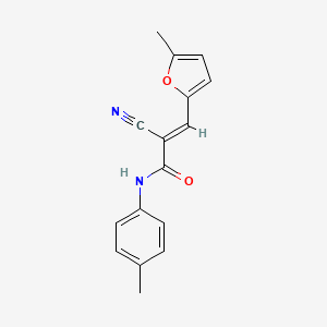 molecular formula C16H14N2O2 B2972165 (E)-2-氰基-3-(5-甲基呋喃-2-基)-N-(对甲苯基)丙烯酰胺 CAS No. 327075-37-6