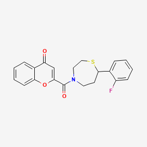 molecular formula C21H18FNO3S B2972166 2-(7-(2-fluorophenyl)-1,4-thiazepane-4-carbonyl)-4H-chromen-4-one CAS No. 1705100-67-9