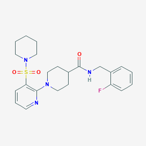 molecular formula C23H29FN4O3S B2972174 2-{1-[(3,5-二甲基异恶唑-4-基)磺酰基]哌啶-4-基}-N-[3-(4-乙基哌嗪-1-基)丙基]丙酰胺 CAS No. 1189917-11-0