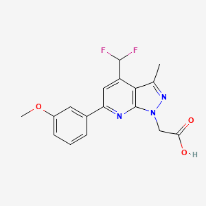 molecular formula C17H15F2N3O3 B2972175 [4-(difluoromethyl)-6-(3-methoxyphenyl)-3-methyl-1H-pyrazolo[3,4-b]pyridin-1-yl]acetic acid CAS No. 937607-17-5