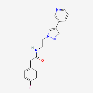 molecular formula C18H17FN4O B2972176 2-(4-fluorophenyl)-N-{2-[4-(pyridin-3-yl)-1H-pyrazol-1-yl]ethyl}acetamide CAS No. 2097924-68-8