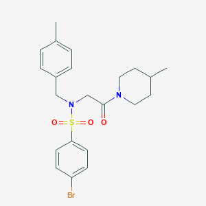 molecular formula C22H27BrN2O3S B297218 4-bromo-N-(4-methylbenzyl)-N-[2-(4-methylpiperidin-1-yl)-2-oxoethyl]benzenesulfonamide 