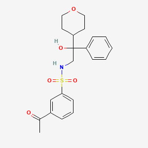 molecular formula C21H25NO5S B2972181 S-(3-乙酰苯基)-2-羟基-2-(氧杂环-4-基)-2-苯乙烷-1-磺酰胺 CAS No. 2097915-74-5