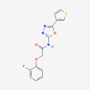 molecular formula C14H10FN3O3S B2972187 2-(2-fluorophenoxy)-N-(5-(thiophen-3-yl)-1,3,4-oxadiazol-2-yl)acetamide CAS No. 1257552-17-2