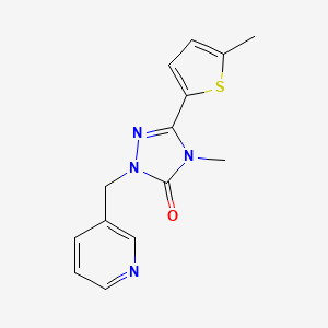 molecular formula C14H14N4OS B2972188 4-methyl-3-(5-methylthiophen-2-yl)-1-[(pyridin-3-yl)methyl]-4,5-dihydro-1H-1,2,4-triazol-5-one CAS No. 2202249-21-4
