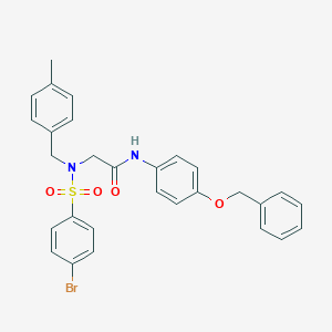 molecular formula C29H27BrN2O4S B297219 N-[4-(benzyloxy)phenyl]-2-[[(4-bromophenyl)sulfonyl](4-methylbenzyl)amino]acetamide 