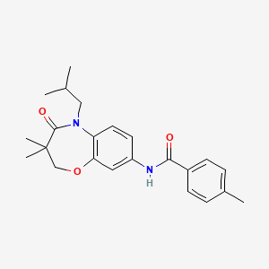 molecular formula C23H28N2O3 B2972193 N-(5-异丁基-3,3-二甲基-4-氧代-2,3,4,5-四氢苯并[b][1,4]恶杂环庚-8-基)-4-甲基苯甲酰胺 CAS No. 921834-82-4