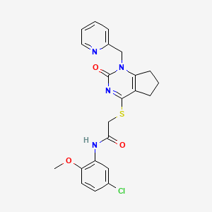 molecular formula C22H21ClN4O3S B2972197 N-(5-氯-2-甲氧苯基)-2-((2-氧代-1-(吡啶-2-基甲基)-2,5,6,7-四氢-1H-环戊[d]嘧啶-4-基)硫代)乙酰胺 CAS No. 899954-95-1