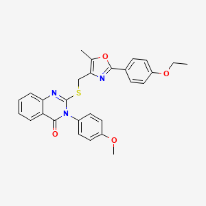 molecular formula C28H25N3O4S B2972199 2-(((2-(4-ethoxyphenyl)-5-methyloxazol-4-yl)methyl)thio)-3-(4-methoxyphenyl)quinazolin-4(3H)-one CAS No. 1114646-58-0