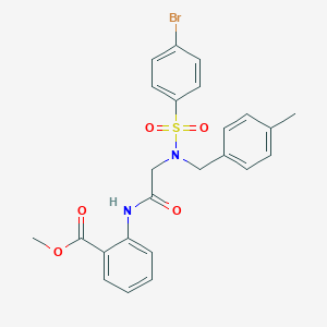 molecular formula C24H23BrN2O5S B297220 Methyl 2-({[[(4-bromophenyl)sulfonyl](4-methylbenzyl)amino]acetyl}amino)benzoate 