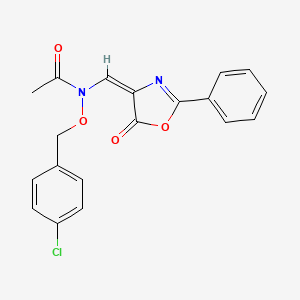 molecular formula C19H15ClN2O4 B2972203 N-[(4-chlorophenyl)methoxy]-N-[(E)-(5-oxo-2-phenyl-1,3-oxazol-4-ylidene)methyl]acetamide CAS No. 339028-71-6