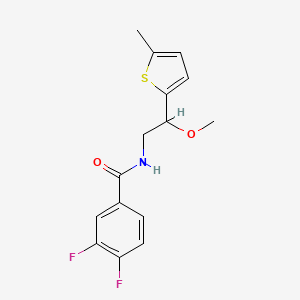 molecular formula C15H15F2NO2S B2972209 3,4-二氟-N-(2-甲氧基-2-(5-甲硫代吩-2-基)乙基)苯甲酰胺 CAS No. 1705489-10-6