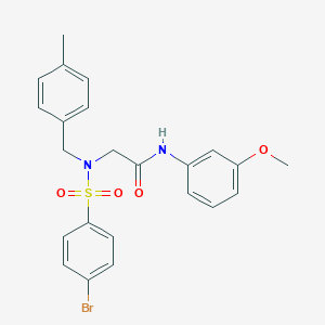 molecular formula C23H23BrN2O4S B297221 2-[[(4-bromophenyl)sulfonyl](4-methylbenzyl)amino]-N-(3-methoxyphenyl)acetamide 