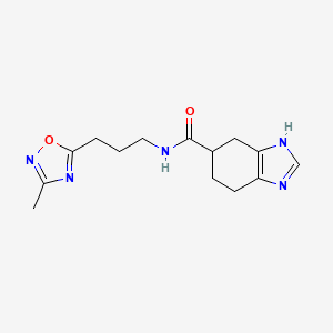 molecular formula C14H19N5O2 B2972211 N-(3-(3-methyl-1,2,4-oxadiazol-5-yl)propyl)-4,5,6,7-tetrahydro-1H-benzo[d]imidazole-5-carboxamide CAS No. 2034451-42-6