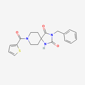 molecular formula C19H19N3O3S B2972214 3-Benzyl-8-(2-thienylcarbonyl)-1,3,8-triazaspiro[4.5]decane-2,4-dione CAS No. 1021040-10-7