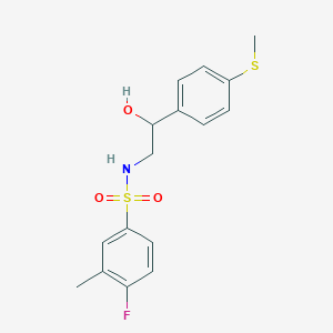 molecular formula C16H18FNO3S2 B2972218 4-氟-N-(2-羟基-2-(4-(甲硫基)苯基)乙基)-3-甲基苯磺酰胺 CAS No. 1448123-18-9