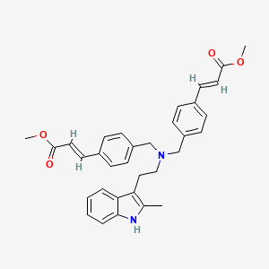 molecular formula C33H34N2O4 B2972219 dimethyl 3,3'-((((2-(2-methyl-1H-indol-3-yl)ethyl)azanediyl)bis(methylene))bis(4,1-phenylene))(2E,2'E)-diacrylate CAS No. 1199752-00-5