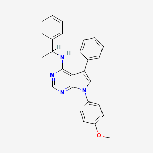 molecular formula C27H24N4O B2972225 7-(4-methoxyphenyl)-5-phenyl-N-(1-phenylethyl)-7H-pyrrolo[2,3-d]pyrimidin-4-amine CAS No. 477228-33-4