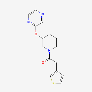 molecular formula C15H17N3O2S B2972226 1-(3-(Pyrazin-2-yloxy)piperidin-1-yl)-2-(thiophen-3-yl)ethanone CAS No. 2034433-61-7