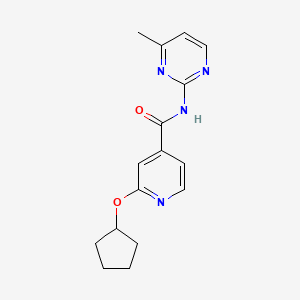 molecular formula C16H18N4O2 B2972227 2-(cyclopentyloxy)-N-(4-methylpyrimidin-2-yl)isonicotinamide CAS No. 2034617-95-1