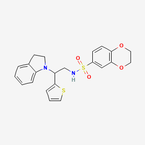 N-(2-(indolin-1-yl)-2-(thiophen-2-yl)ethyl)-2,3-dihydrobenzo[b][1,4]dioxine-6-sulfonamide