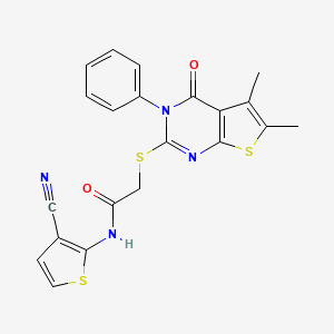 N-(3-cyanothiophen-2-yl)-2-(5,6-dimethyl-4-oxo-3-phenylthieno[2,3-d]pyrimidin-2-yl)sulfanylacetamide
