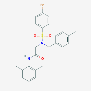 molecular formula C24H25BrN2O3S B297224 2-[[(4-bromophenyl)sulfonyl](4-methylbenzyl)amino]-N-(2,6-dimethylphenyl)acetamide 