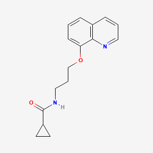 molecular formula C16H18N2O2 B2972244 N-(3-(喹啉-8-氧基)丙基)环丙烷甲酰胺 CAS No. 1234896-41-3
