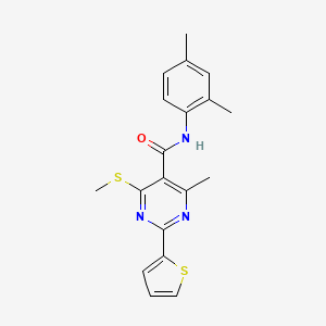 molecular formula C19H19N3OS2 B2972257 N-(2,4-dimethylphenyl)-4-methyl-6-methylsulfanyl-2-thiophen-2-ylpyrimidine-5-carboxamide CAS No. 1197758-18-1