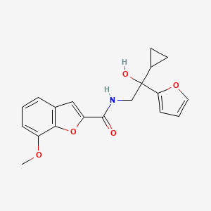 B2972266 N-(2-cyclopropyl-2-(furan-2-yl)-2-hydroxyethyl)-7-methoxybenzofuran-2-carboxamide CAS No. 1396867-25-6