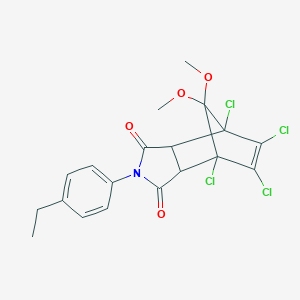 molecular formula C19H17Cl4NO4 B297227 1,7,8,9-Tetrachloro-4-(4-ethylphenyl)-10,10-dimethoxy-4-azatricyclo[5.2.1.02,6]dec-8-ene-3,5-dione 