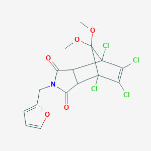 molecular formula C16H13Cl4NO5 B297228 1,7,8,9-Tetrachloro-4-(furan-2-ylmethyl)-10,10-dimethoxy-4-azatricyclo[5.2.1.02,6]dec-8-ene-3,5-dione 