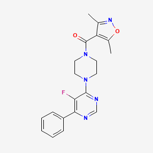 molecular formula C20H20FN5O2 B2972297 (3,5-Dimethyl-1,2-oxazol-4-yl)-[4-(5-fluoro-6-phenylpyrimidin-4-yl)piperazin-1-yl]methanone CAS No. 2380059-37-8
