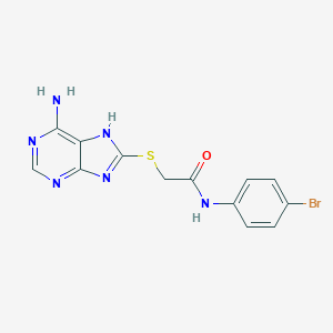 molecular formula C13H11BrN6OS B297230 2-(6-Amino-7H-purine-8-ylthio)-N-(4-bromophenyl)acetamide 