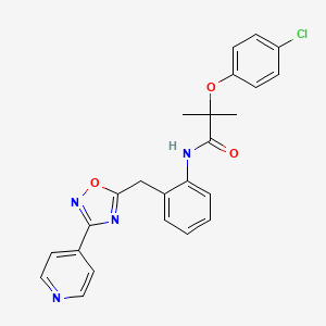 2-(4-chlorophenoxy)-2-methyl-N-(2-((3-(pyridin-4-yl)-1,2,4-oxadiazol-5-yl)methyl)phenyl)propanamide