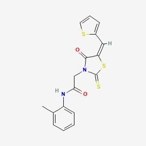 (E)-2-(4-oxo-5-(thiophen-2-ylmethylene)-2-thioxothiazolidin-3-yl)-N-(o-tolyl)acetamide