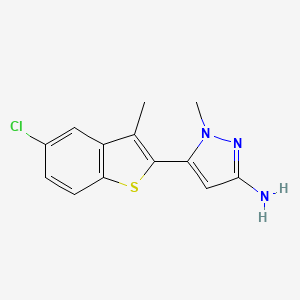 molecular formula C13H12ClN3S B2972316 5-(5-Chloro-3-methyl-1-benzothiophen-2-yl)-1-methylpyrazol-3-amine CAS No. 2415568-94-2